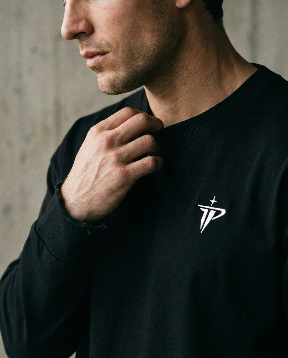 Editorial portrait detail of the PASSO knit