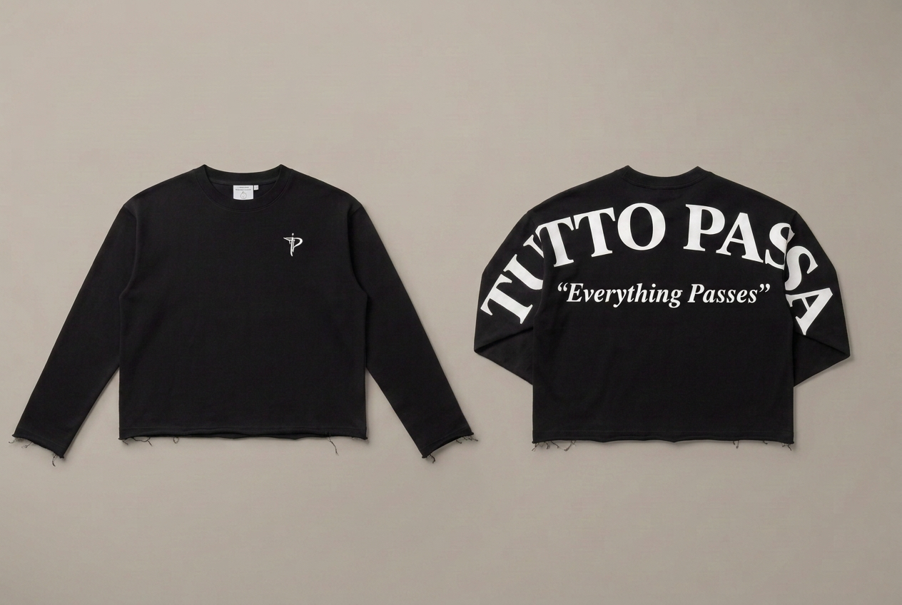 Front and back flatlay of the Tutto Passa knit